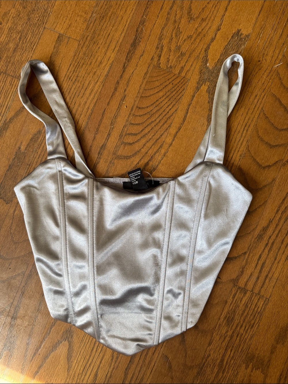 NWT Forever 21 Silver Satin Corset-Style Bustier size Small